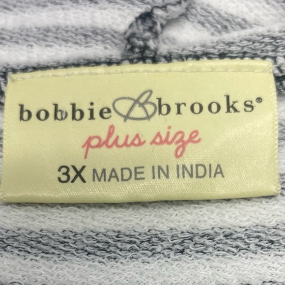 Bobbie Brooks Women’s Gray and White Striped V-Neck Hooded Sweatshirt 3X - Picture 3 of 14